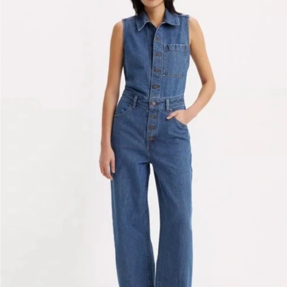 Levi's Black Denim Sleeveless Jumpsuit